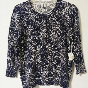 Madison Cardigan Dark Blue & White
